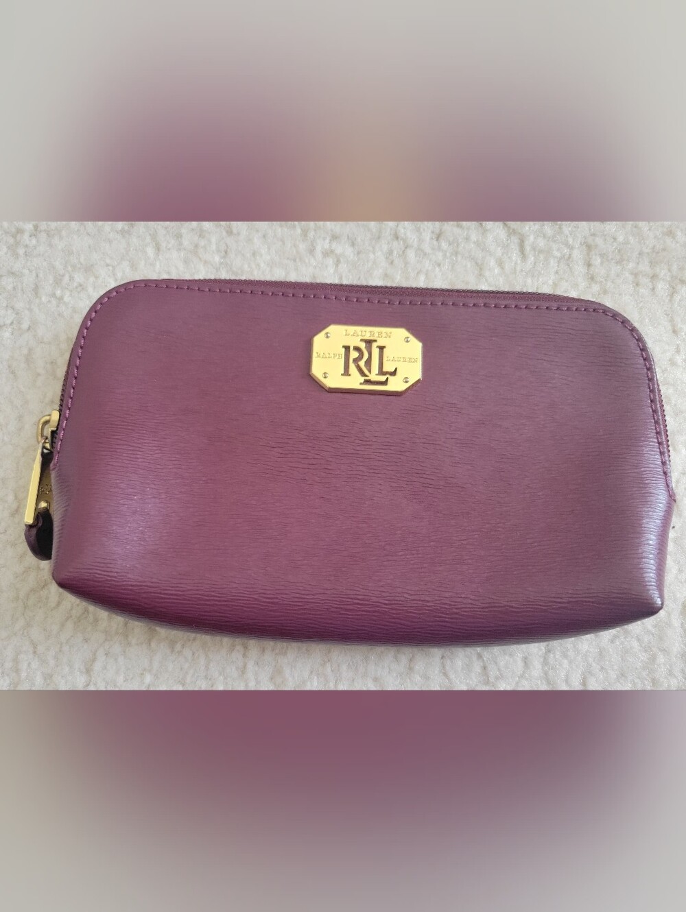 Ralph Lauren Burgundy Leather Cosmetic Pouch